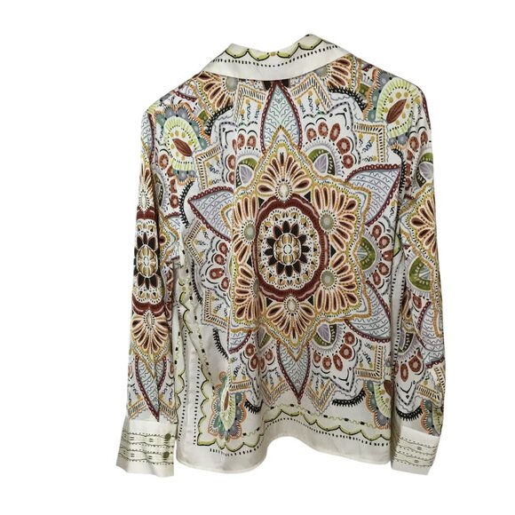 MAISON D’AMÉLIE Paris Cream Multicolor Mandala Button Blouse Top M Boho Art NWOT - Picture 5 of 11
